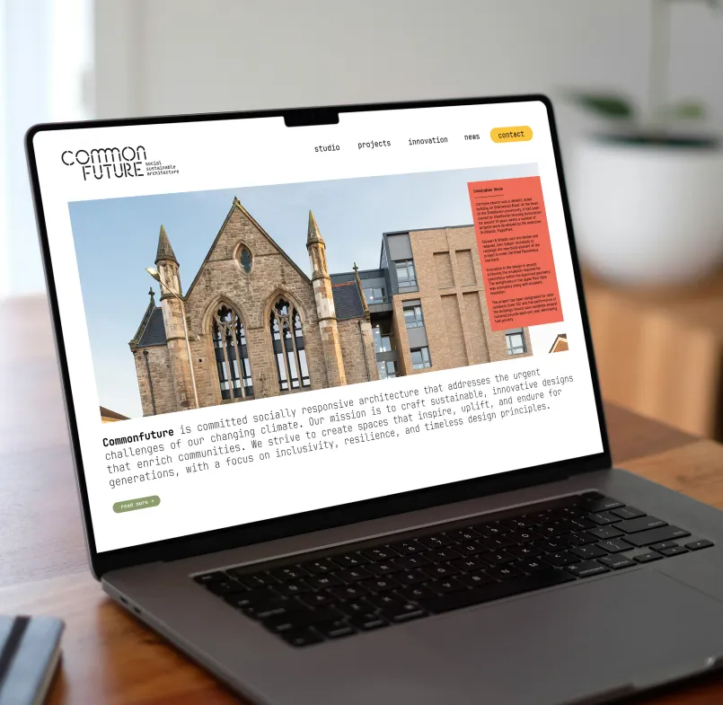 Commonfuture website design in desktop layout.